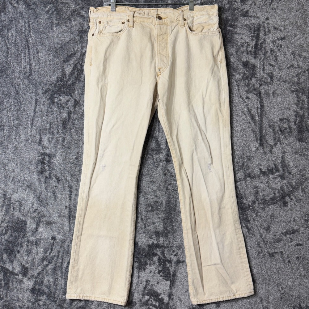 Polo Ralph Lauren‎  Bootcut 750 Jeans Mens 36x30 Beige Button-Fly Distressed